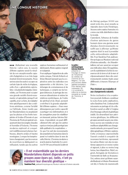 Numéro spécial Sciences et Avenir Le paléo-antrhopologue Antoine Balzeau