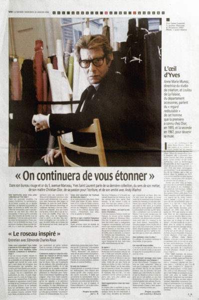 Le Monde Yves Saint Laurent