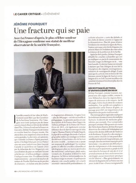 Jérôme Fourquet dans Lire Magazine ©emmanuelle marchadour