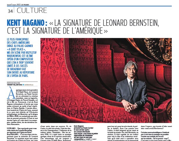 Le Figaro - Portrait de Kent Nagano en couverture et page intérieure