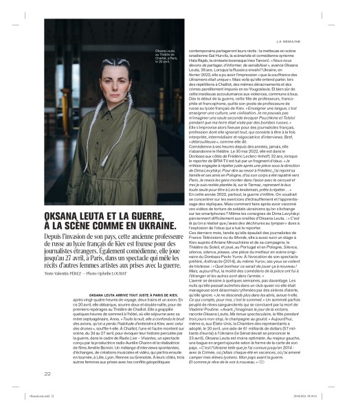 Oksana Leuta pour M le Magazine du Monde.
