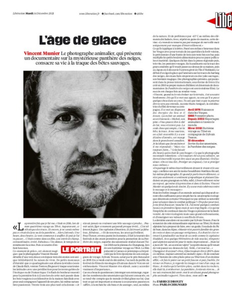 Libération, portrait de Vincent Munier.