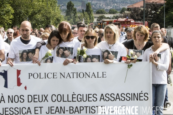 Marche des policiers en hommage à leurs collègues Jean-Baptiste SALVAING et Jessica SCHNEIDER, tués par Larossi ABBALLA à leur domicile.