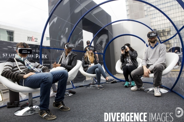 Samsung  Electronics France inaugure à Paris le S7 Life Changer Park, son premier parc d attractions de réalité virtuelle entre les tours de la Bibliothèque François Mitterrand.
