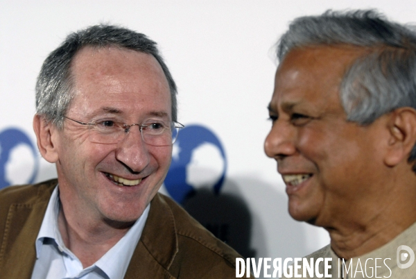 Franck Riboud PDG de Danone et Mohammad Yunus, prix Nobel de la paix 2006
