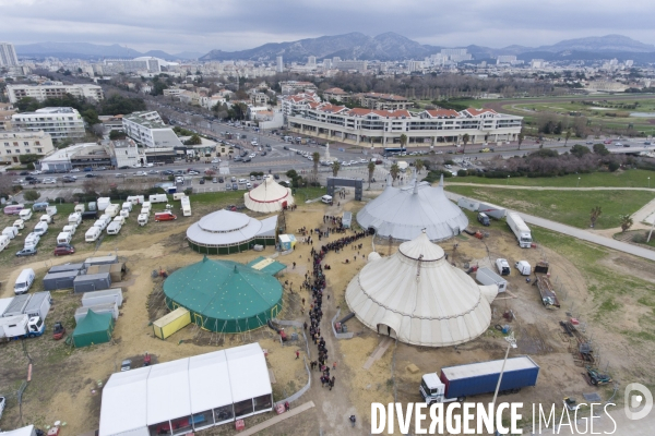 Vue aérienne de la biennale internationale des arts du cirque de Marseille