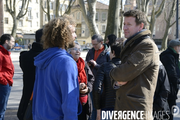 Yannick Jadot, candidat écologiste en visite à Grenoble