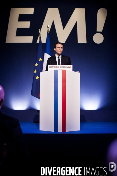 Emmanuel Macron a présenté son programme présidentiel le Jeudi 2 Mars au Pavillon Gabriel à Paris