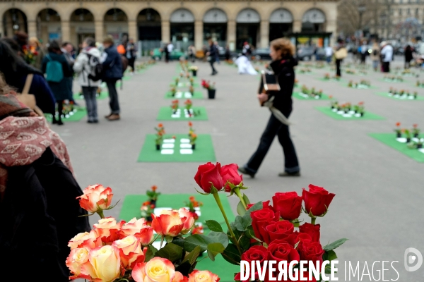 Place du Palais Royal, cimetiere ephemere en hommage aux 501 morts de la rue en 2016