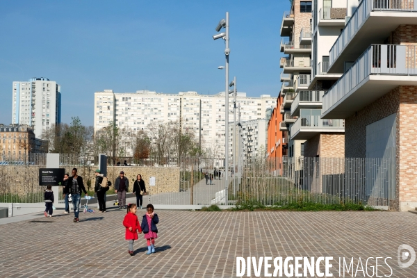 Illustration Mars2017.Les immeubles neufs de l eco-quartier des Docks qui jouxte le Grand Parc a Saint Ouen