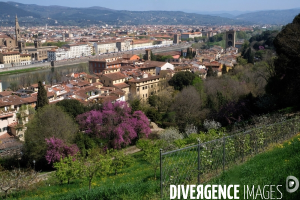 Florence.La ville vu depuis les jardins Bardini.