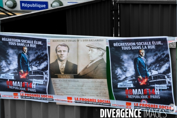 Premiere manifestation anti Macron a la Republique du Front social