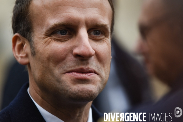 Emmanuel Macron. Prise d armes  aux Invalides