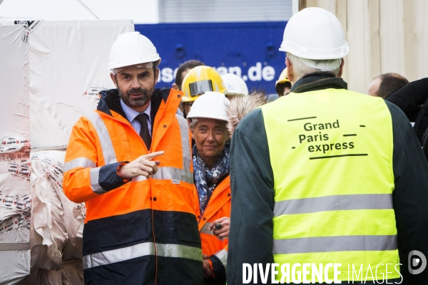 Le premier ministre Edouard PHILIPPE visite le chantier de la future ligne 15 du métro du Grand Paris Express.