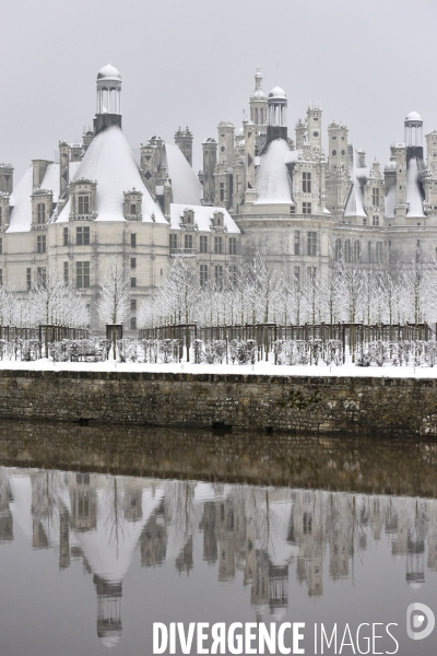 Le château de Chambord sous la neige