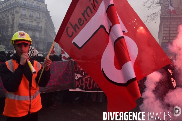 Manifestation Nationale des Cheminots Paris. Railway Workers Demonstration Paris.