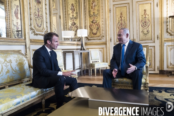 Emmanuel Macron reçoit Benyamin Netanyahou.