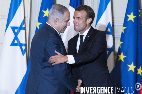 Emmanuel Macron reçoit Benyamin Netanyahou.