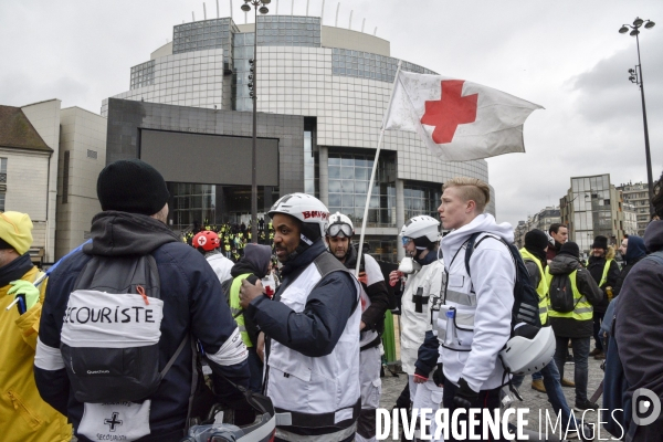 Manifestation Gilets jaunes, marche blanche pour les blessés du 2 février 2019 à Paris.
