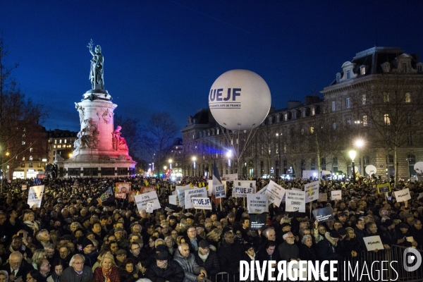 Rassemblement contre l antisémitisme à Paris.