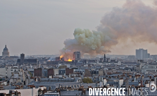 NOTRE DAME Cathedrale on fire