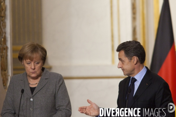Paris  : A.Merkel is received by N. Sarkozy
