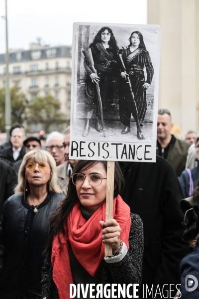 Rassemblement parisien contre les bombardements turques sur les Kurdes