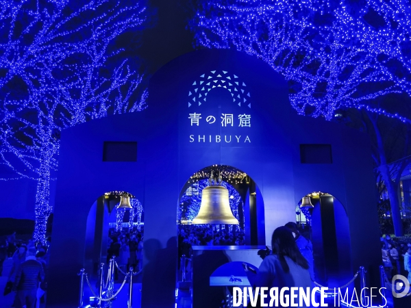 Illuminations de noel a tokyo, shibuya blue cave