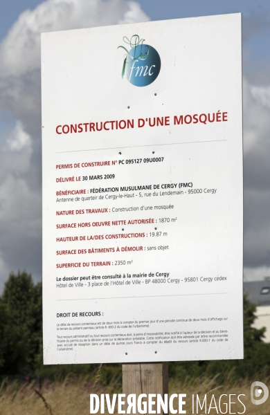 Affiche construction mosquée Cergy