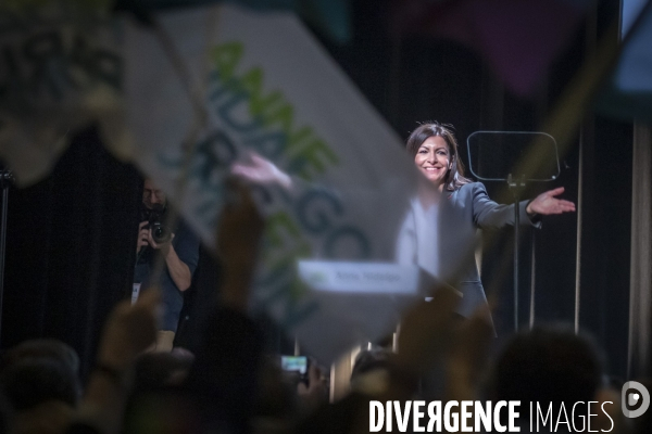 Meeting d  Anne Hidalgo pour la campagne en vue des élections municipales à Paris