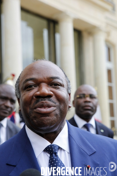 Ali BONGO ODIMBA, président de la république du Gabon reçu à l Elysée par François HOLLANDE