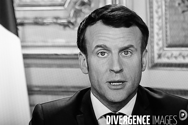 Emmanuel Macron. Allocution télévisée  portant sur le Corona virus.