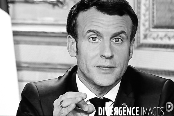 Emmanuel Macron. Allocution télévisée  portant sur le Corona virus.