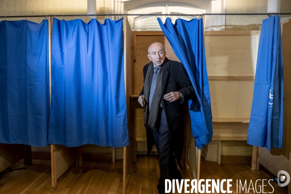 Premier tour des élections municipales ; vote de Gérard Collomb,