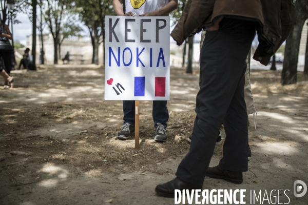 Manifestation des salariés de Nokia Lannion