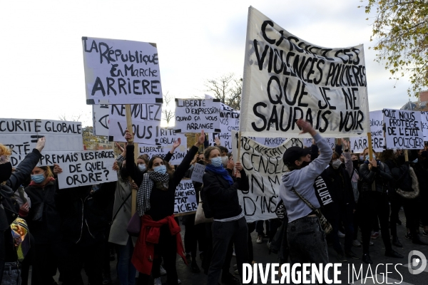 Manifestation à Paris contre la loi Sécurité globale. Demonstrate against The global security law.