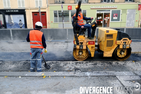Réfection de la chaussée rue lecourbe à Paris