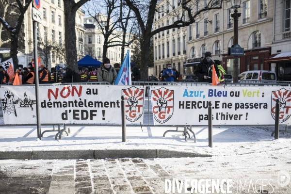 Manifestation des syndicats d EDF contre le projet Hercule