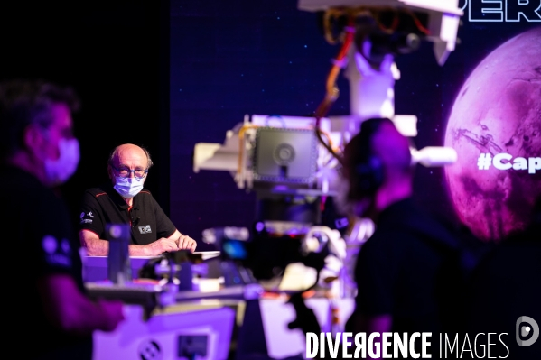 Toulouse : tournage de l emission atterrissage du robot Perseverance sur la planete Mars pour le CNES dans les studio Le Grand Set a Toulouse, FRANCE - 18/02/2021.
