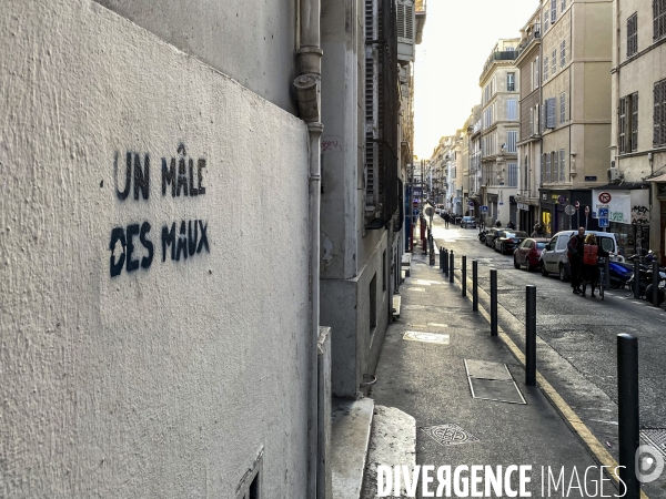 TAG contre la violence faite aux femmes à Marseille.