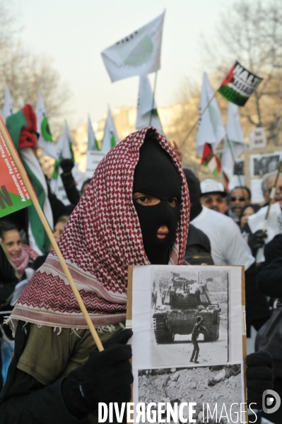 Manifestation de soutien au peuple palestinien à Paris le 10 Janvier 2009