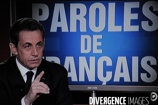 Nicolas Sarkozy lors de son passage à la télévision le 10/02/2011 - Nicolas Sarkozy on TV on 02/10th/2011