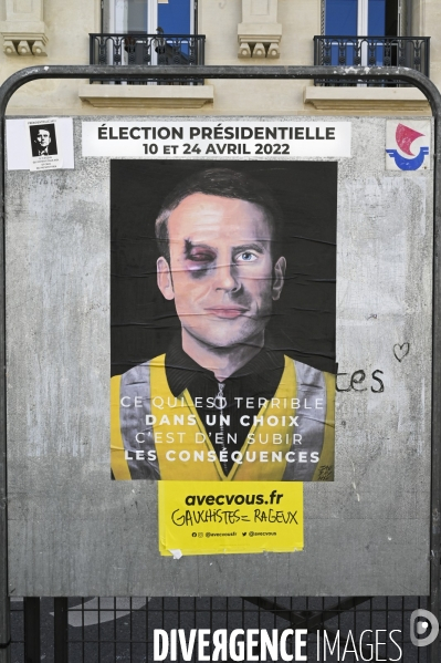 Affiches caricaturales des candidats à l election présidentielle 2022.  Politics graffitis