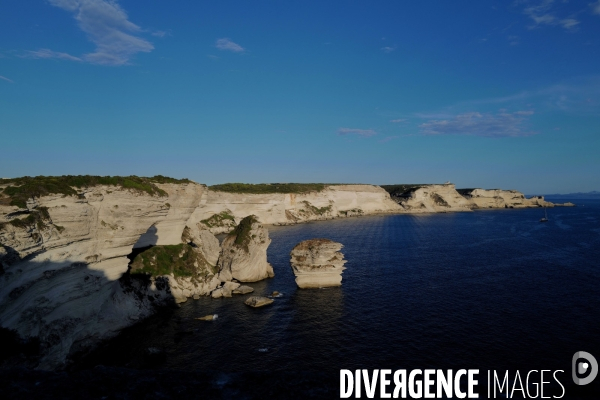 Corse du Sud Falaises de calcaire de Bonifacio face a la mer