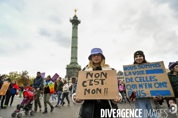 Demonstration Nous Toutes in Paris against sexist and sexual violence. Manifestation Nous Toutes à Paris contre les violences sexistes et sexuelles.