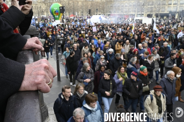 La manifestation contre la reforme des retraites, paris le11/02/2023