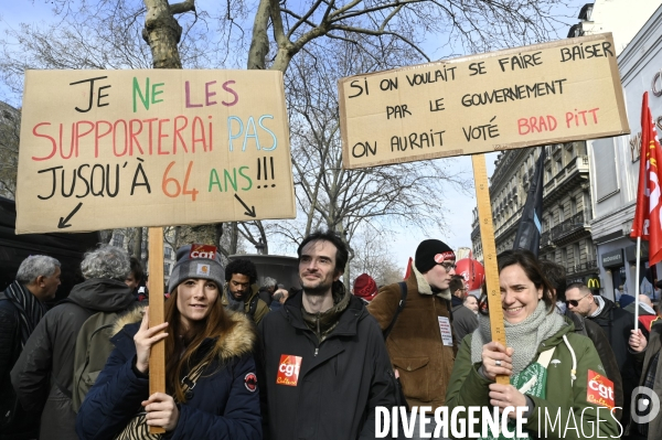 LA MANIFESTATION CONTRE LA REFORME DES RETRAITES, PARIS le 16/02/2023, 5e journée de mobilisation
