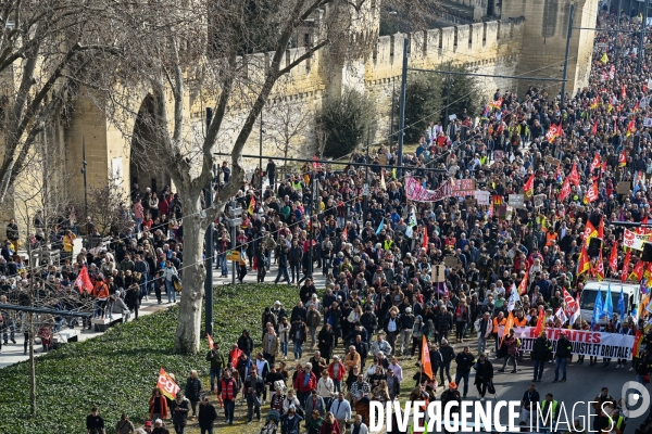 Manifestation intersyndicale contre la réforme des retraites. Avignon, le mardi 7 mars 2023