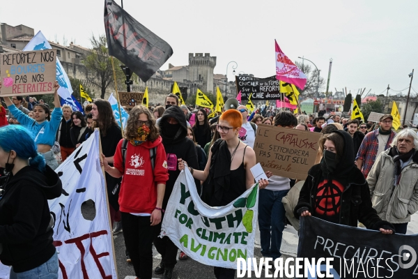 Manifestation intersyndicale contre la réforme des retraites. Avignon, le mardi 7 mars 2023