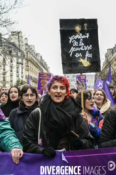 Manifestation pour La Journée internationale des droits des femmes, le 8 Mars 2023. International women sday in Paris.